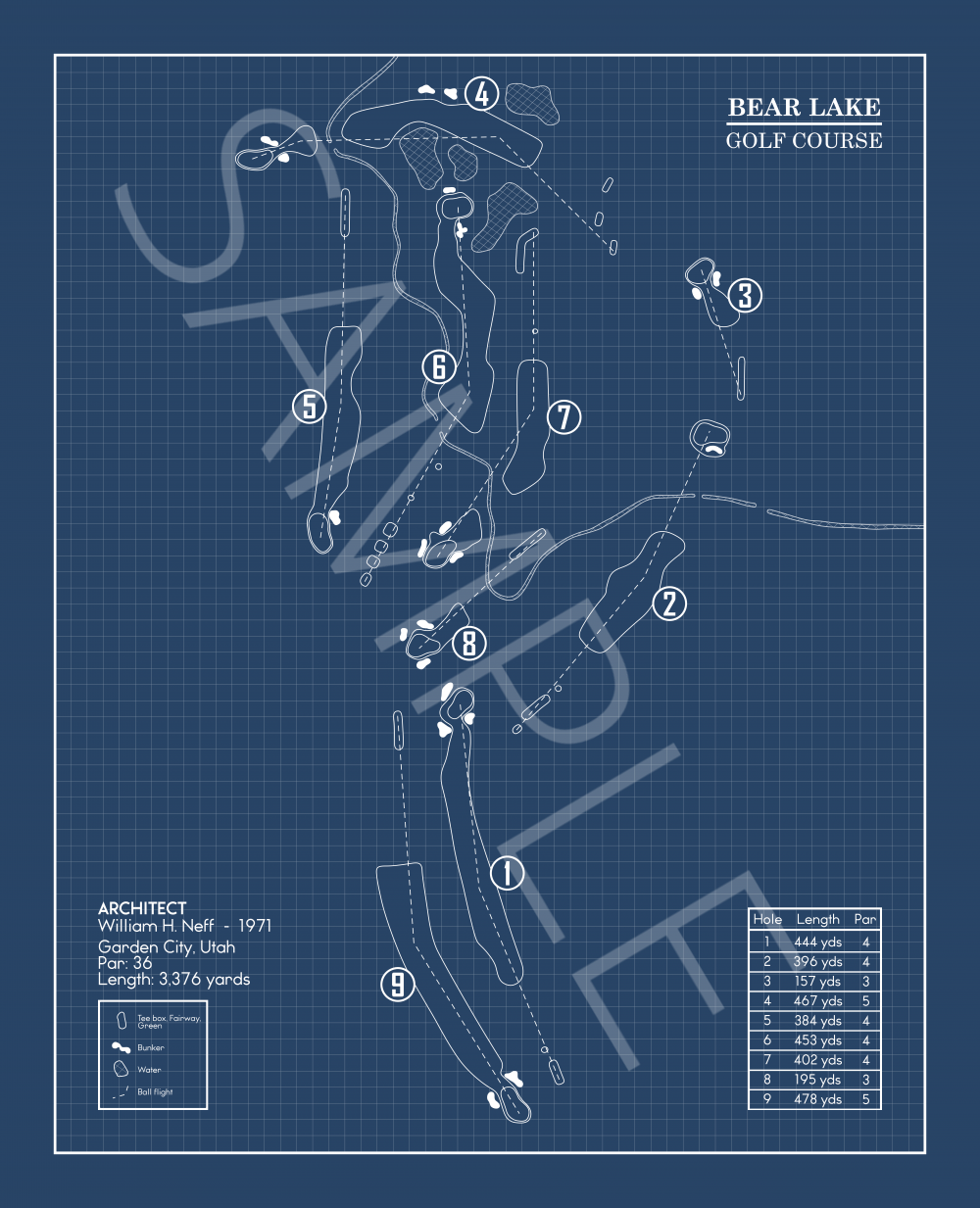 Bear Lake Golf Course Blueprint (Print)