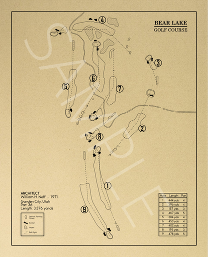 Bear Lake Golf Course Outline (Print)