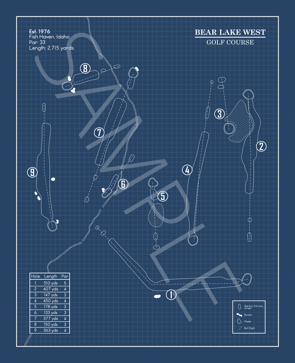 Bear Lake West Golf Course Blueprint (Print)
