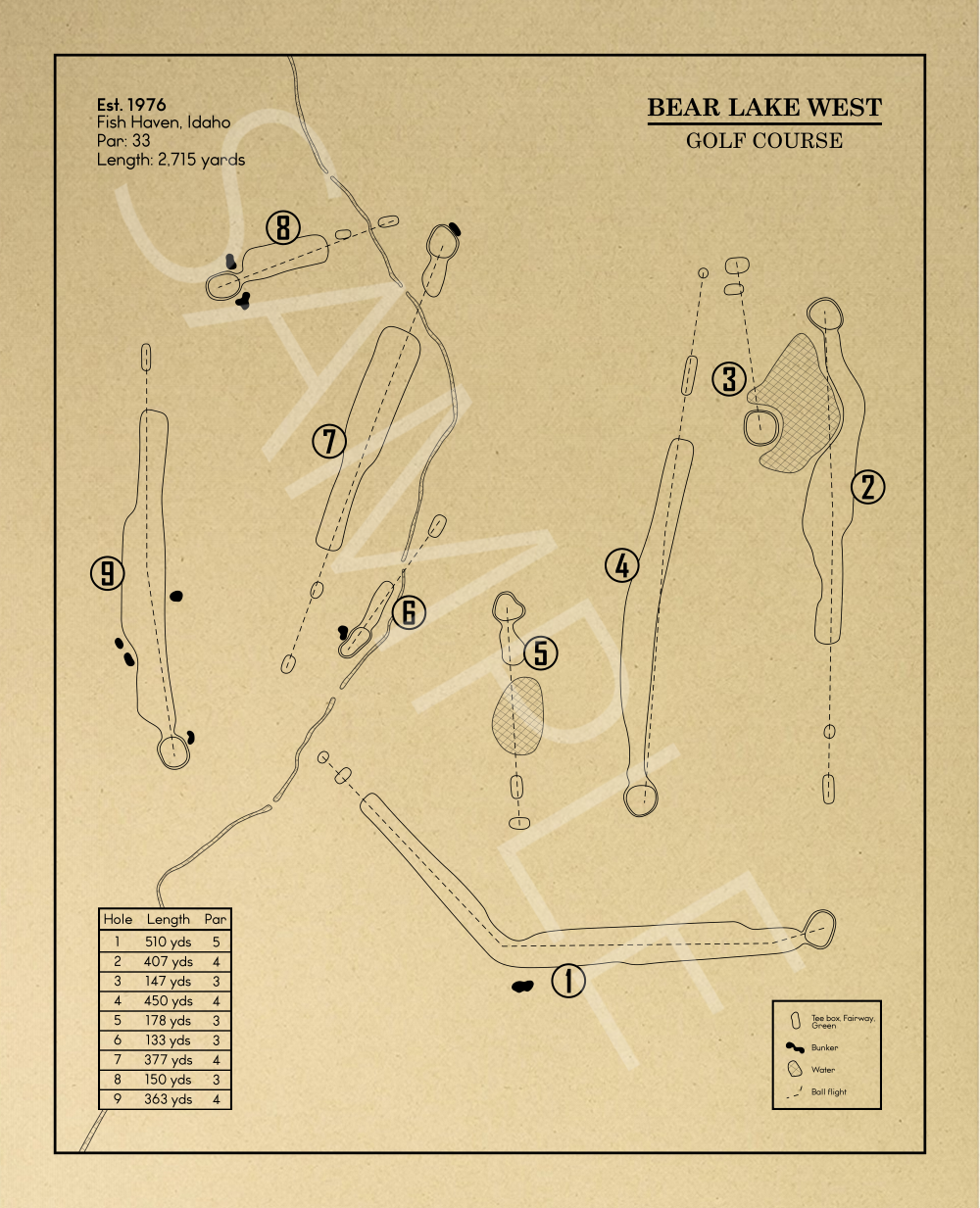 Bear Lake West Golf Course Outline (Print)