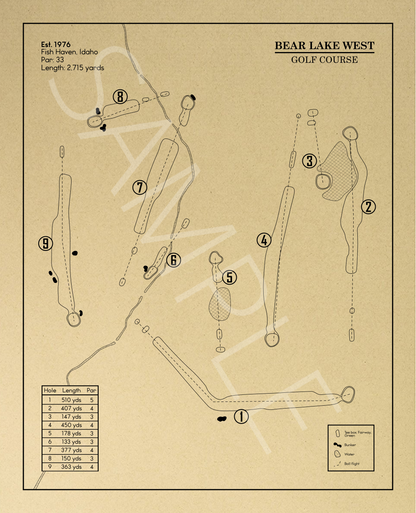 Bear Lake West Golf Course Outline (Print)