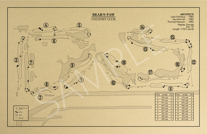 Bear's Paw Country Club Outline (Print)