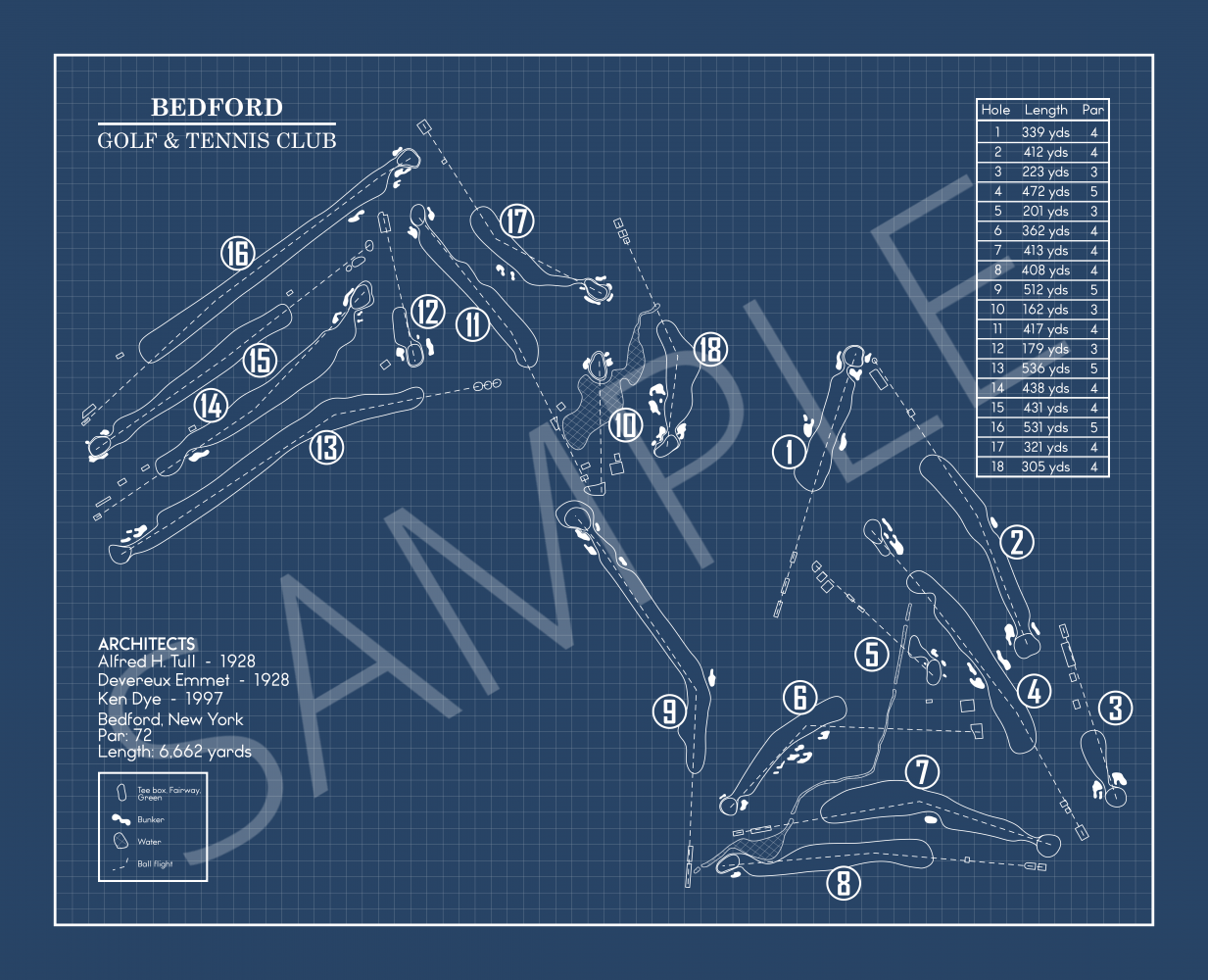 Bedford Golf & Tennis Club Blueprint (Print)