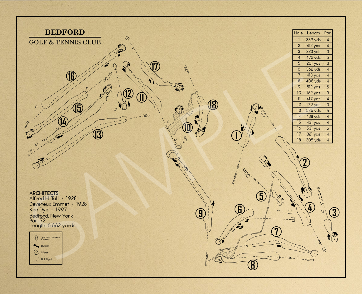 Bedford Golf & Tennis Club Outline (Print)