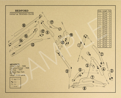 Bedford Golf & Tennis Club Outline (Print)