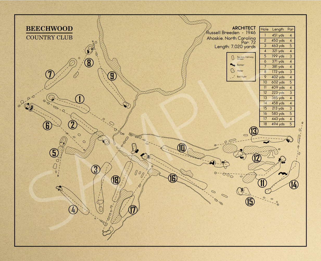 Beechwood Country Club Outline (Print)