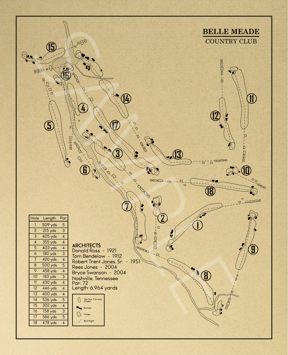 Belle Meade Country Club Outline (Print)