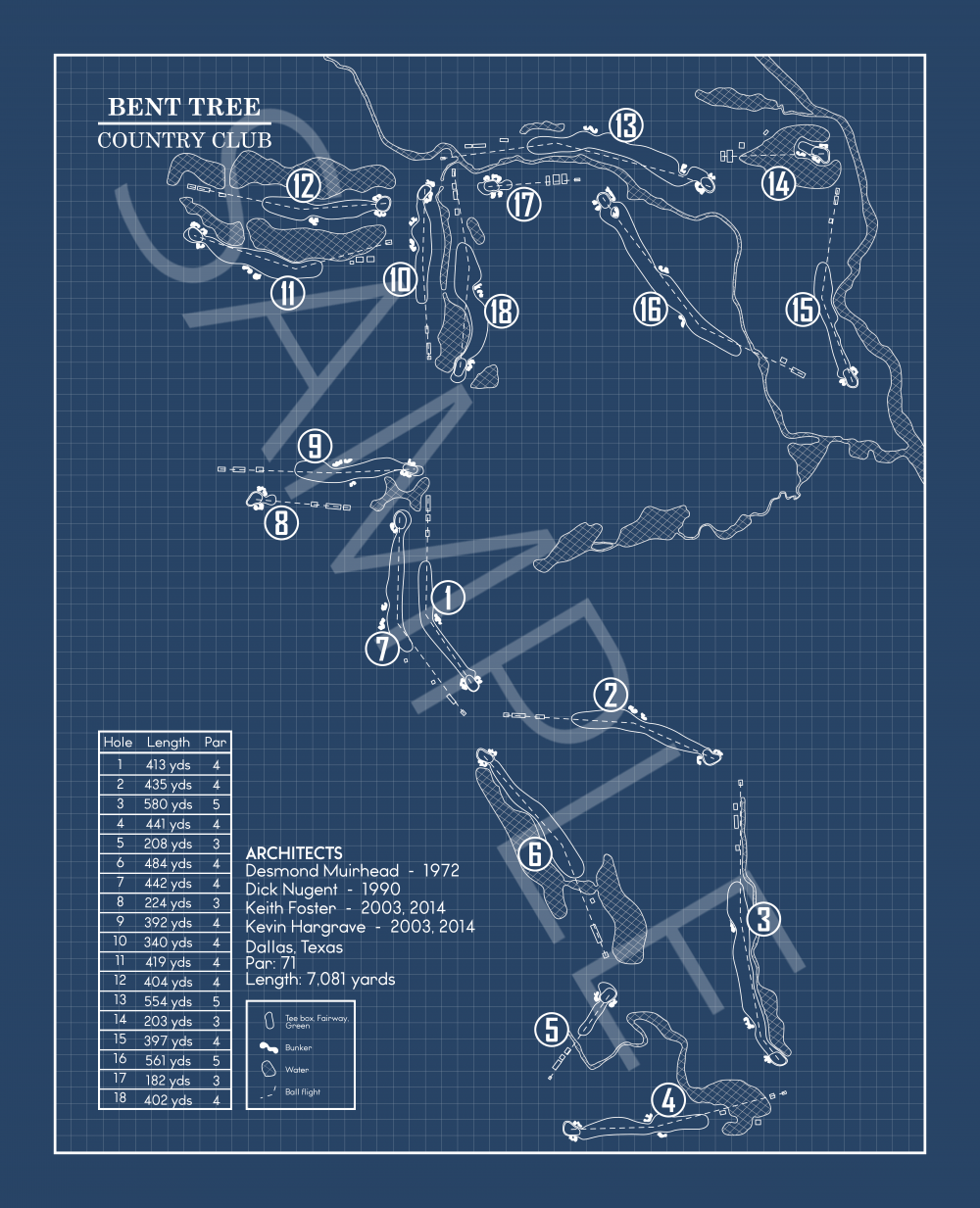 Bent Tree Country Club Blueprint (Print)