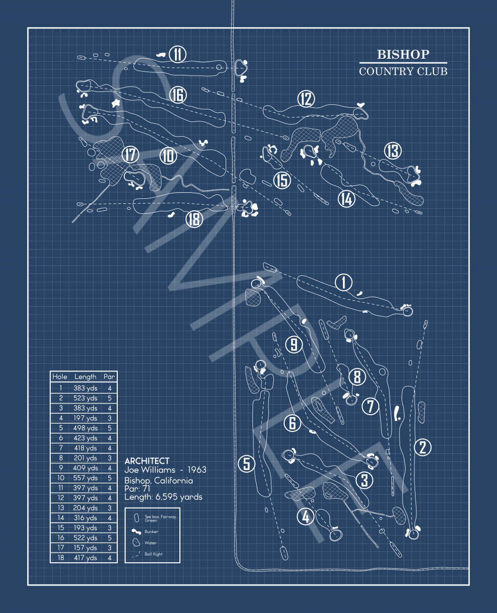 Bishop Country Club Blueprint (Print)