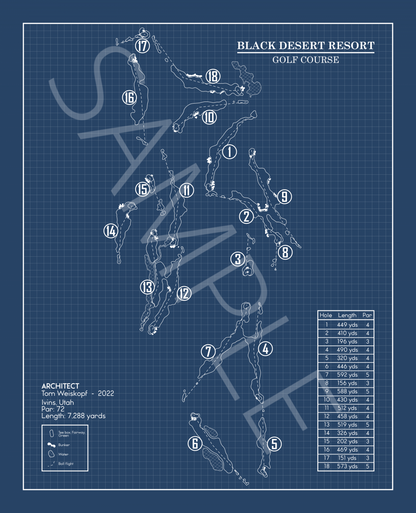Black Desert Resort Golf Course Blueprint (Print)