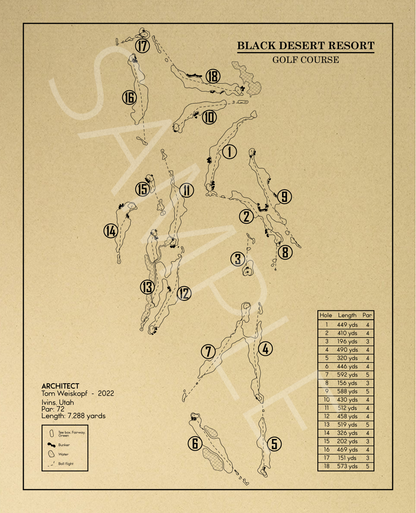 Black Desert Resort Golf Course Outline (Print)