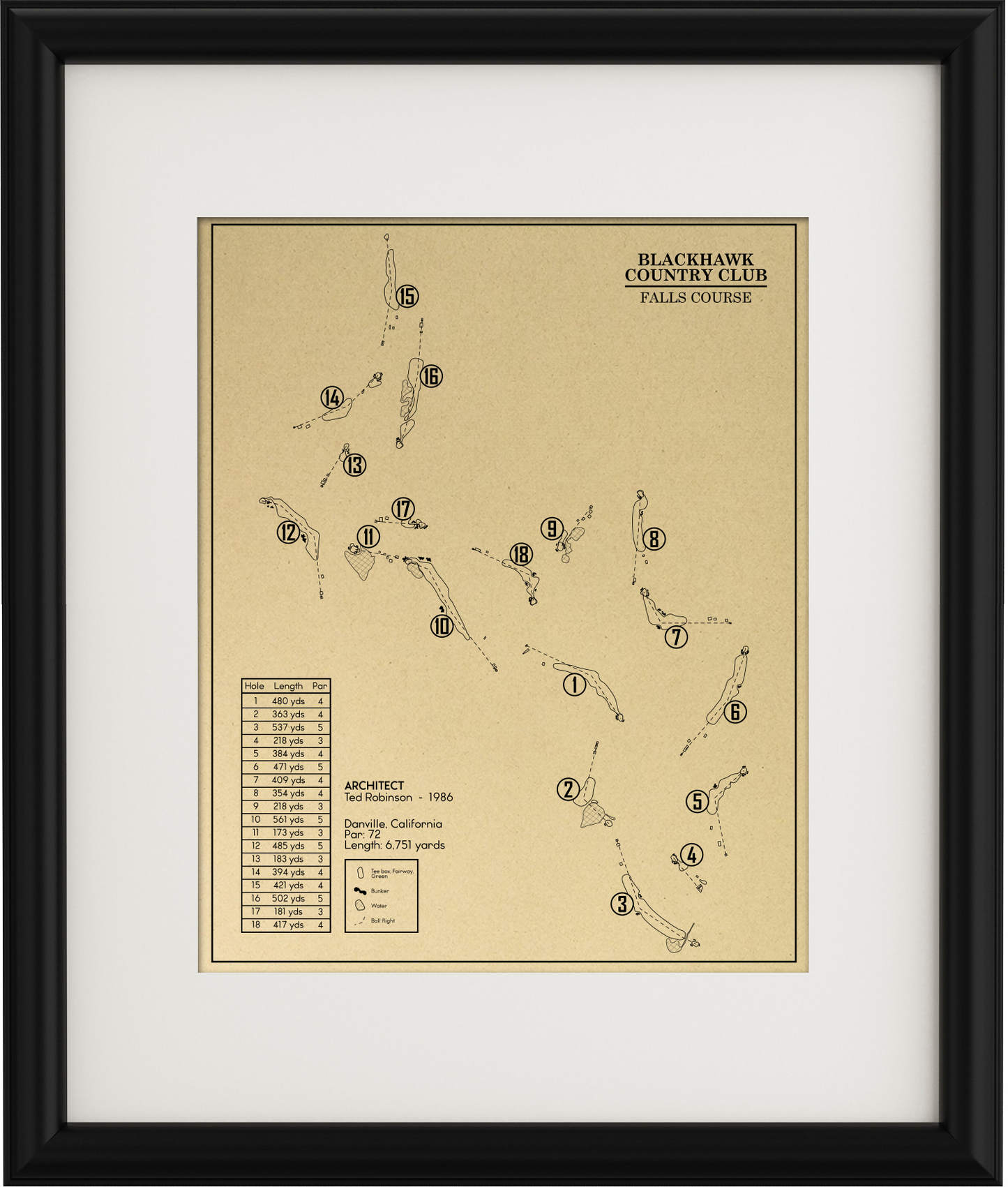 Blackhawk Country Club Falls Course Outline (Print)