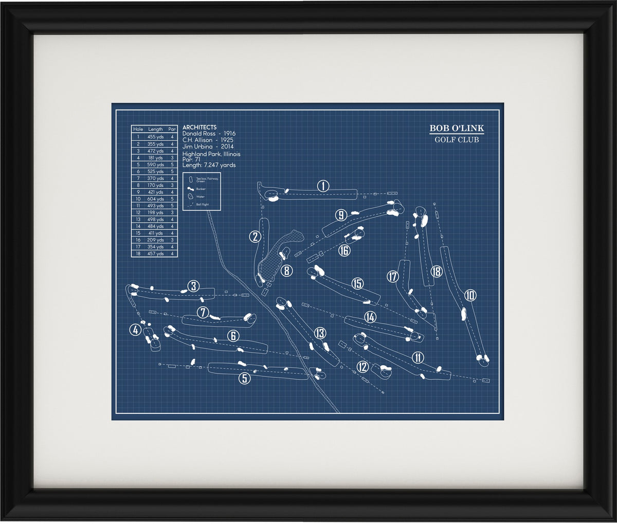 Bob O'Link Golf Club Blueprint (Print)
