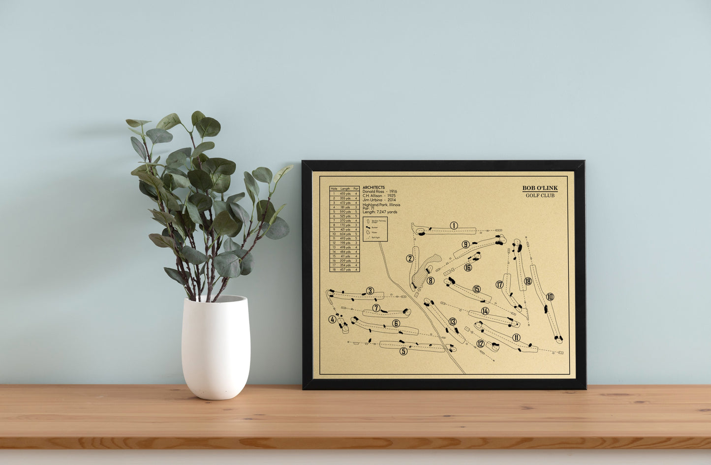 Bob O'Link Golf Club Outline (Print)