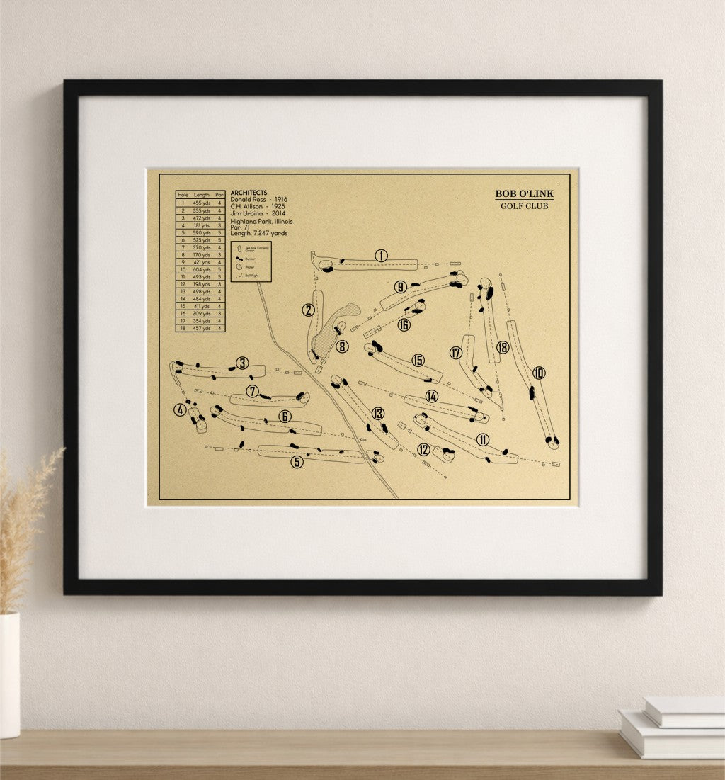 Bob O'Link Golf Club Outline (Print)