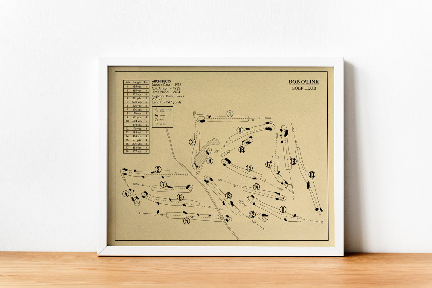 Bob O'Link Golf Club Outline (Print)