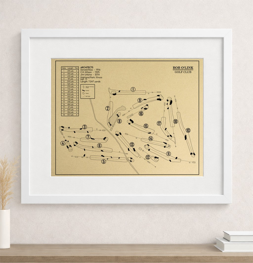 Bob O'Link Golf Club Outline (Print)
