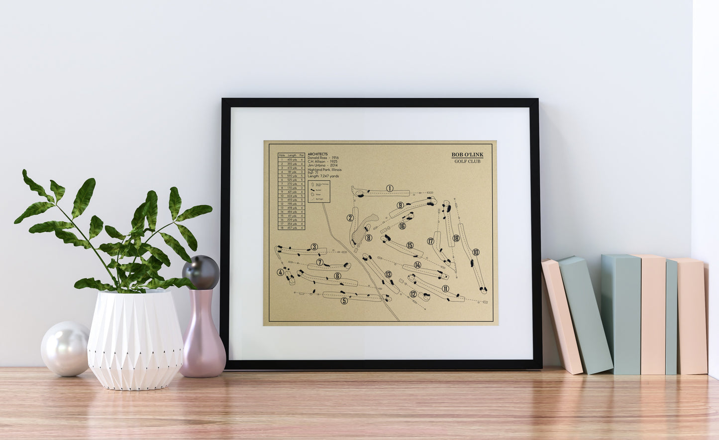 Bob O'Link Golf Club Outline (Print)