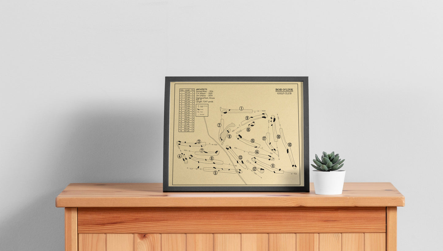 Bob O'Link Golf Club Outline (Print)