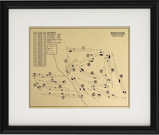 Bob O'Link Golf Club Outline (Print)