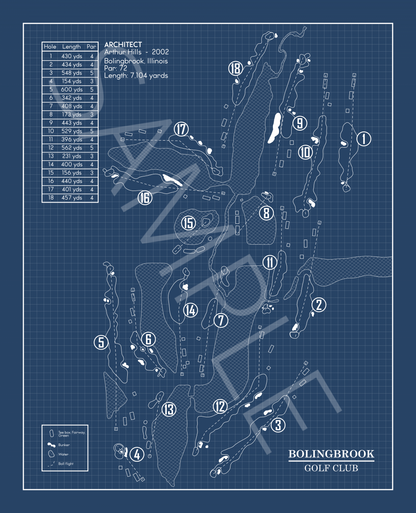 Bolingbrook Golf Club Blueprint (Print)