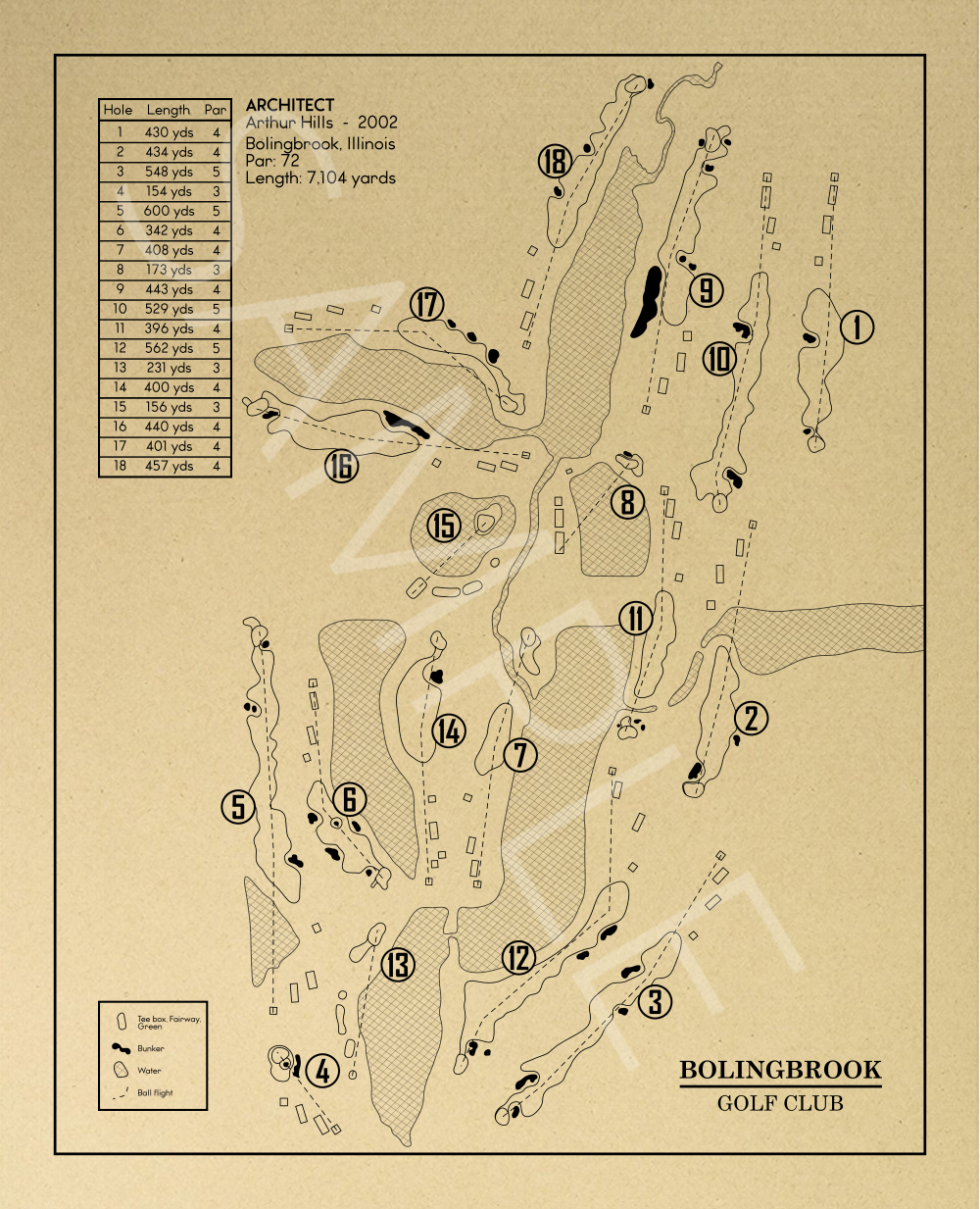 Bolingbrook Golf Club Outline (Print)