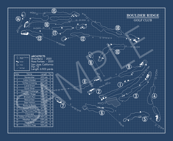 Boulder Ridge Golf Club Blueprint (Print) – GolfBlueprints