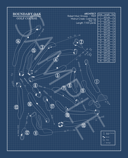 Boundary Oak Golf Course Blueprint (Print)
