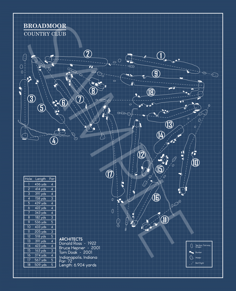 Broadmoor Golf Club Indianapolis Blueprint (Print)