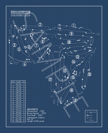 Broadmoor Golf Club Indianapolis Blueprint (Print)