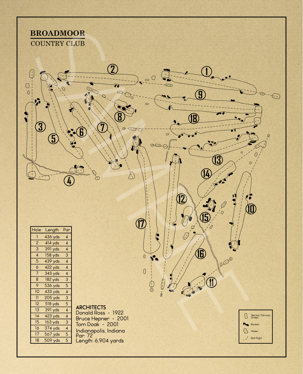 Broadmoor Golf Club Indianapolis Outline (Print)