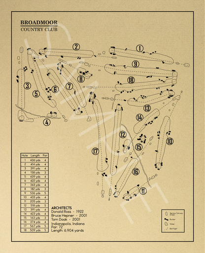 Broadmoor Golf Club Indianapolis Outline (Print)