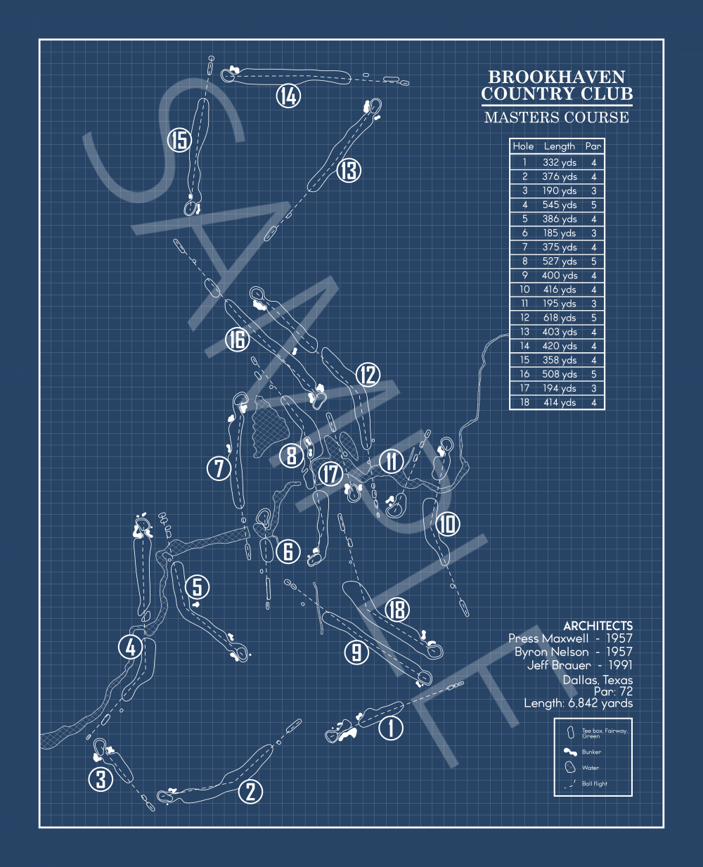 Brookhaven Country Club Master's Course Blueprint (Print)