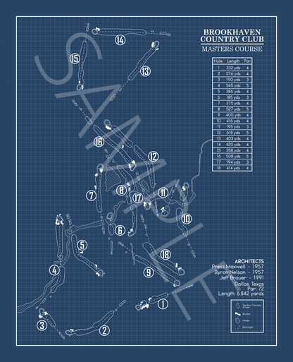 Brookhaven Country Club Master's Course Blueprint (Print)