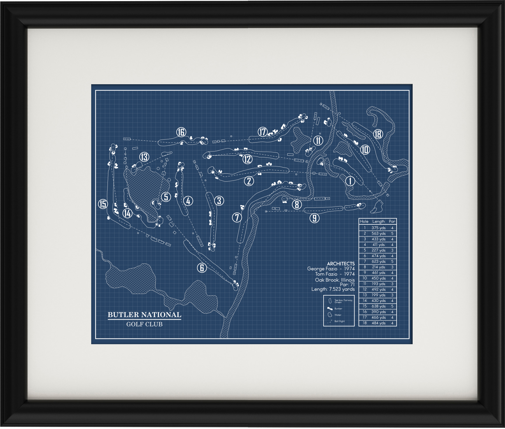 Angc Course Layout Butler National Golf Club Blueprint (Print) – GolfBlueprints