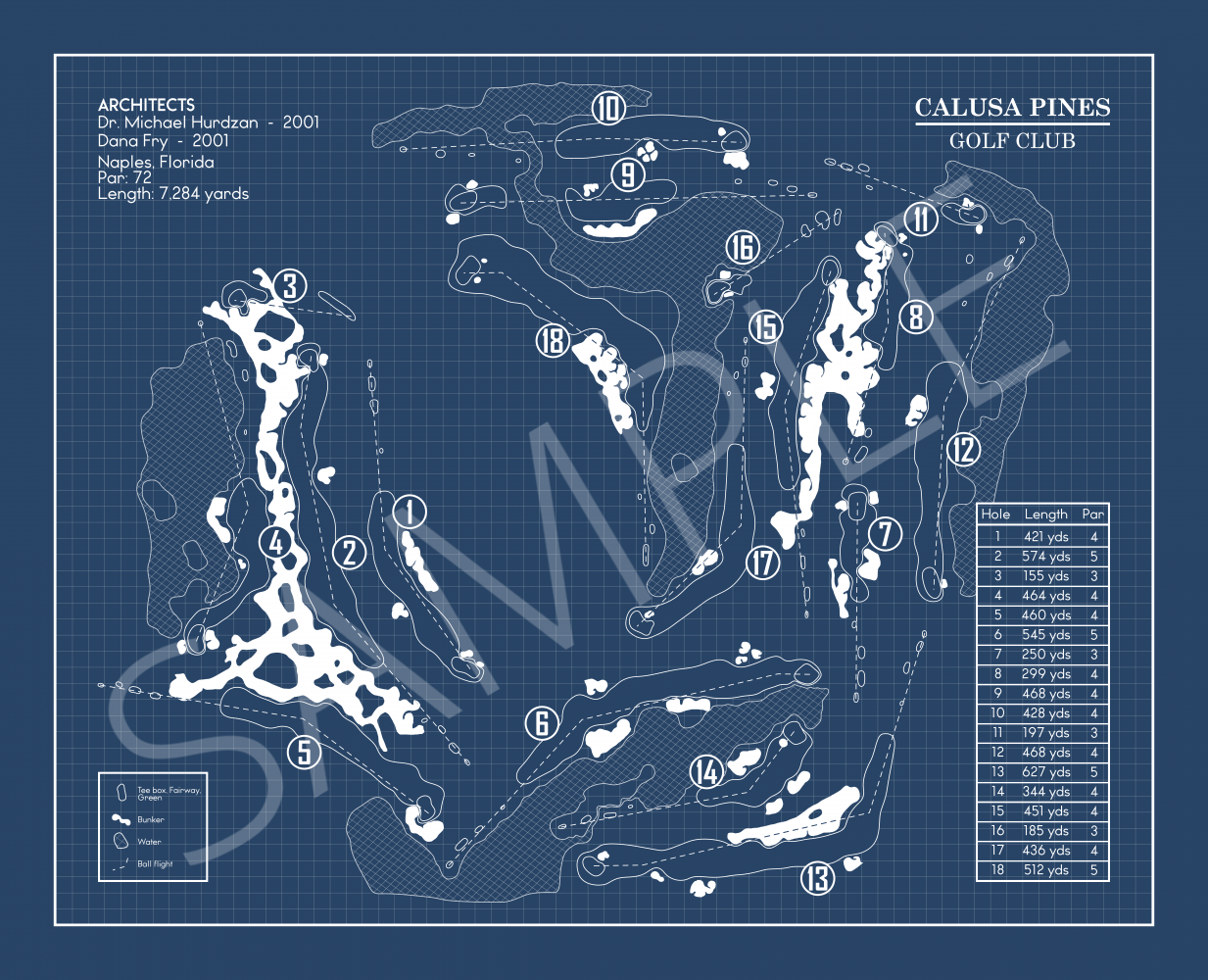 Calusa Pines Golf Club Blueprint (Print)