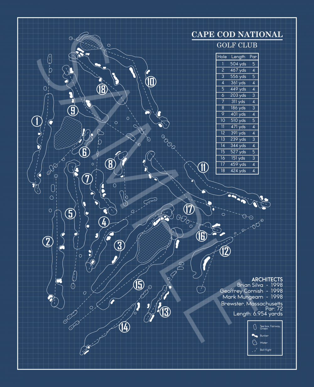 Cape Cod National Golf Club Blueprint (Print)