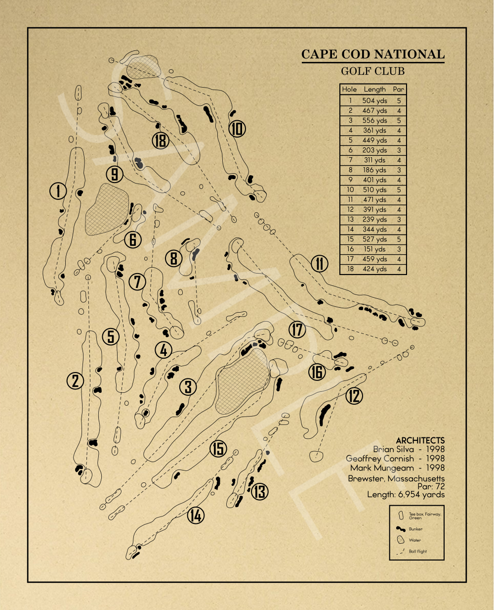 Cape Cod National Golf Club Outline (Print)