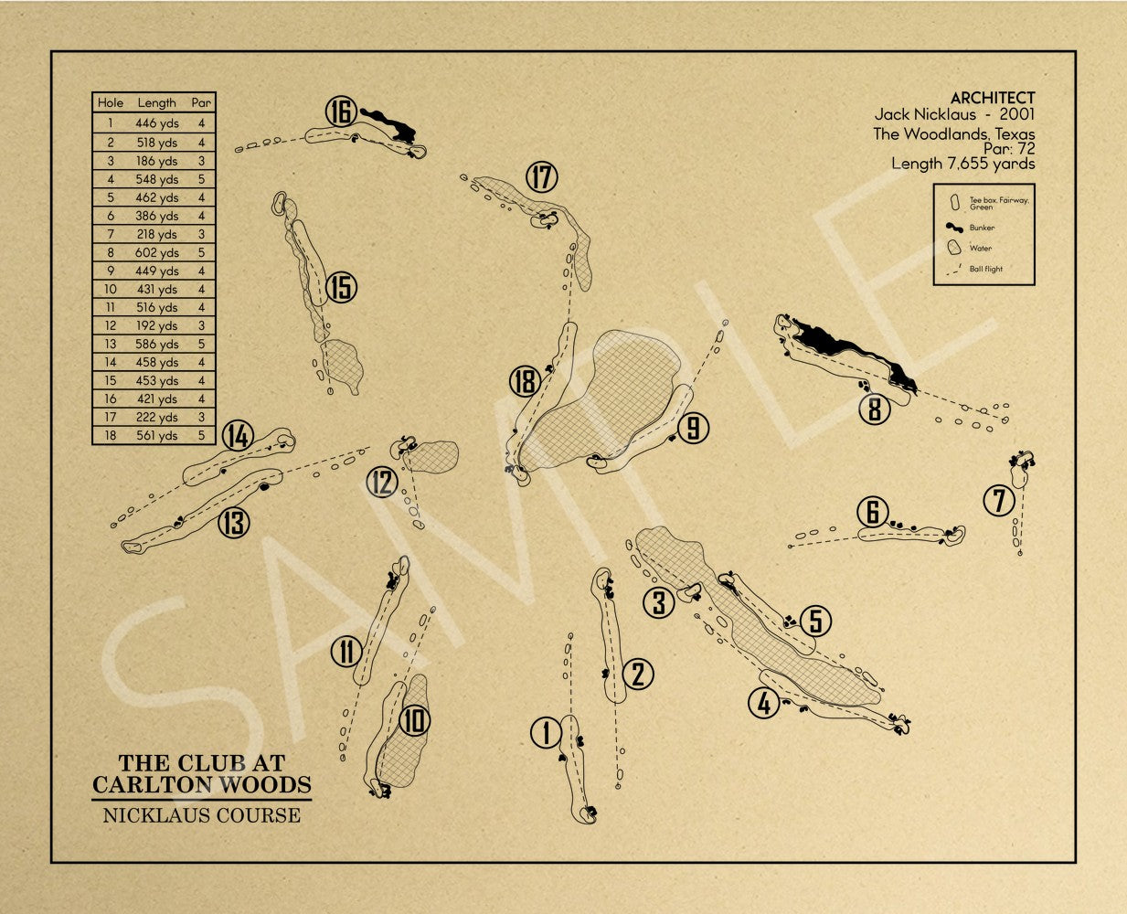 The Club At Carlton Woods - Nicklaus Course Outline (Print)