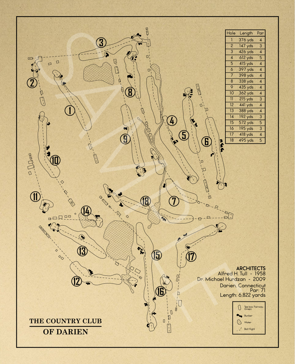 The Country Club of Darien Outline (Print)