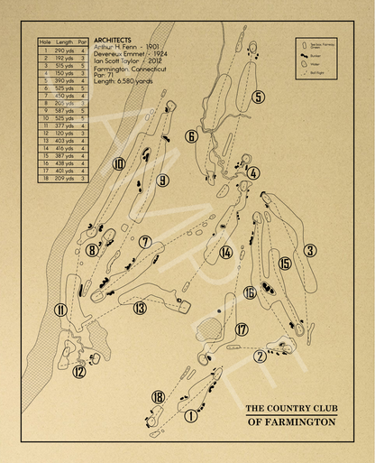The Country Club of Farmington Outline (Print)