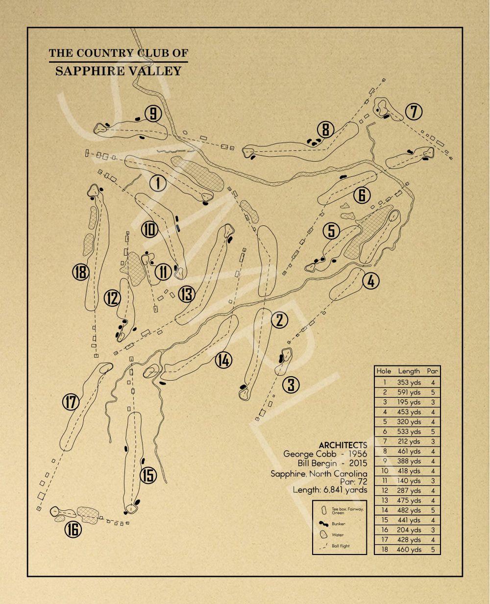 The Country Club of Sapphire Outline (Print)