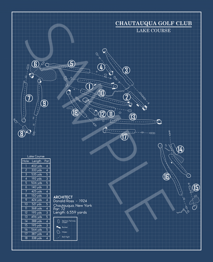 Chautauqua Golf Club - Lake Course Blueprint (Print)