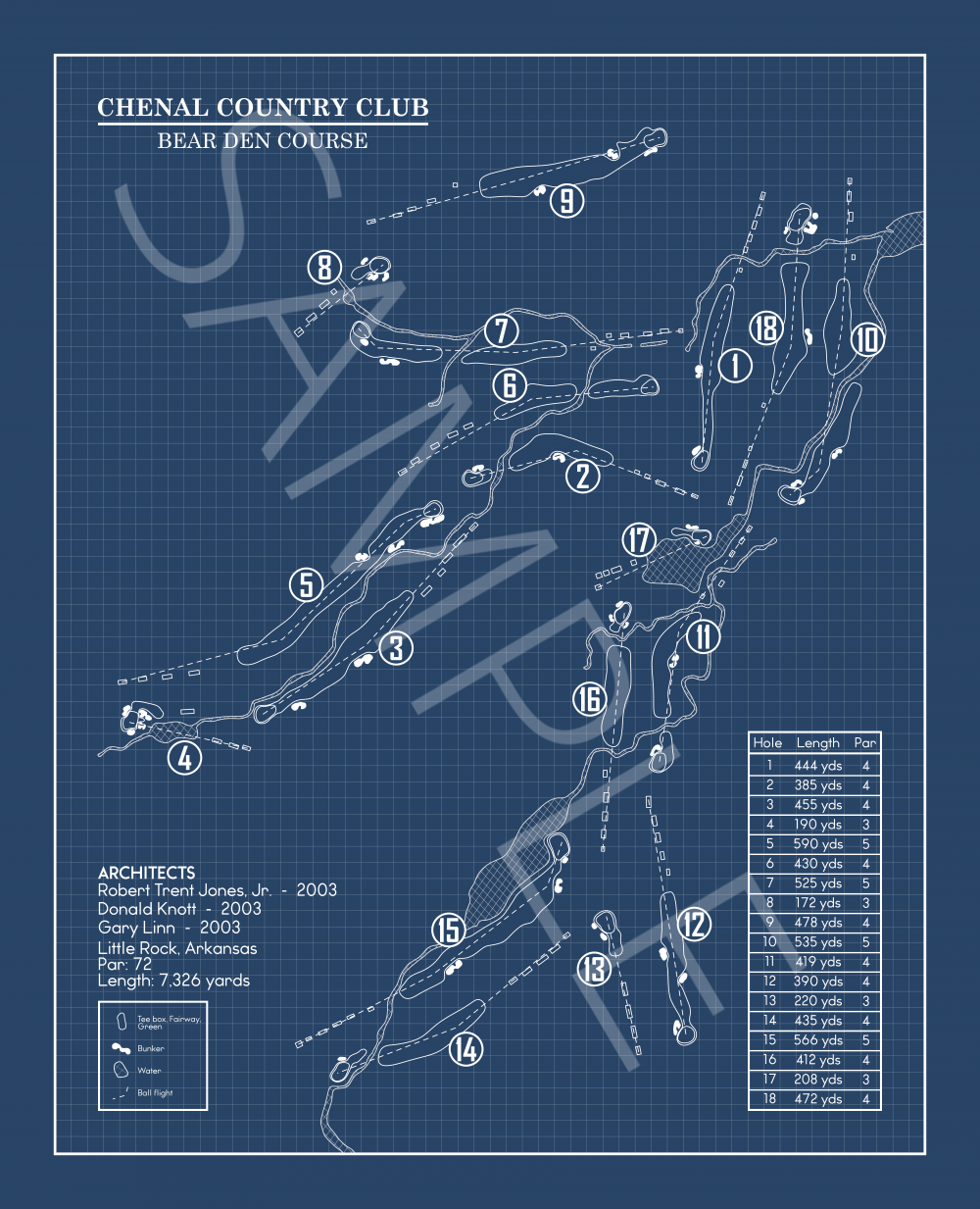 Chenal Country Club Bear Den Course Blueprint (Print)