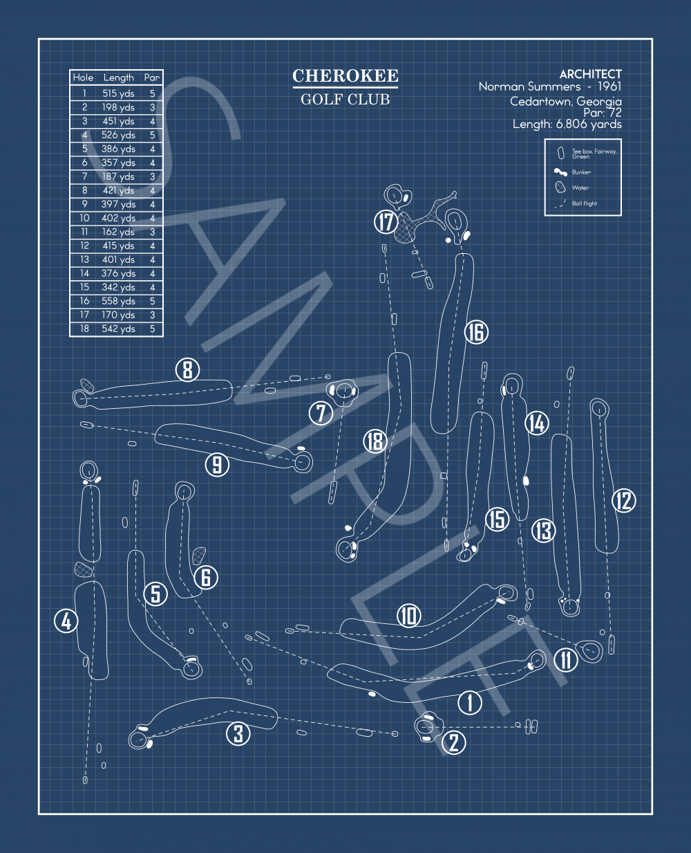 Cherokee Golf Club Blueprint (Print)