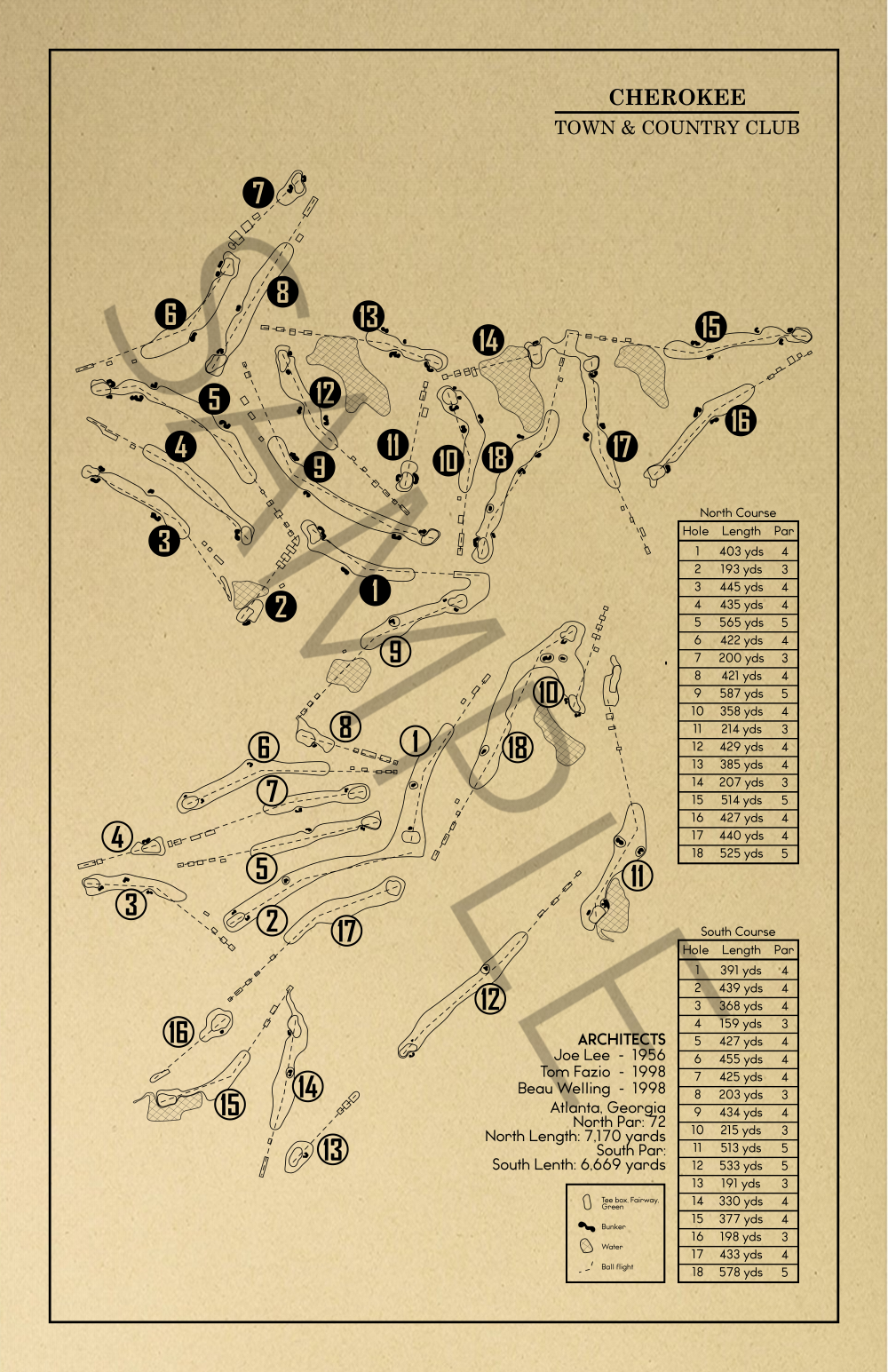 Cherokee Town & Country Club Outline (Print)