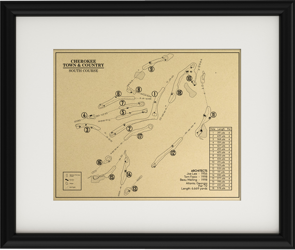 Cherokee Town & Country Club South Course Outline (Print) – GolfBlueprints