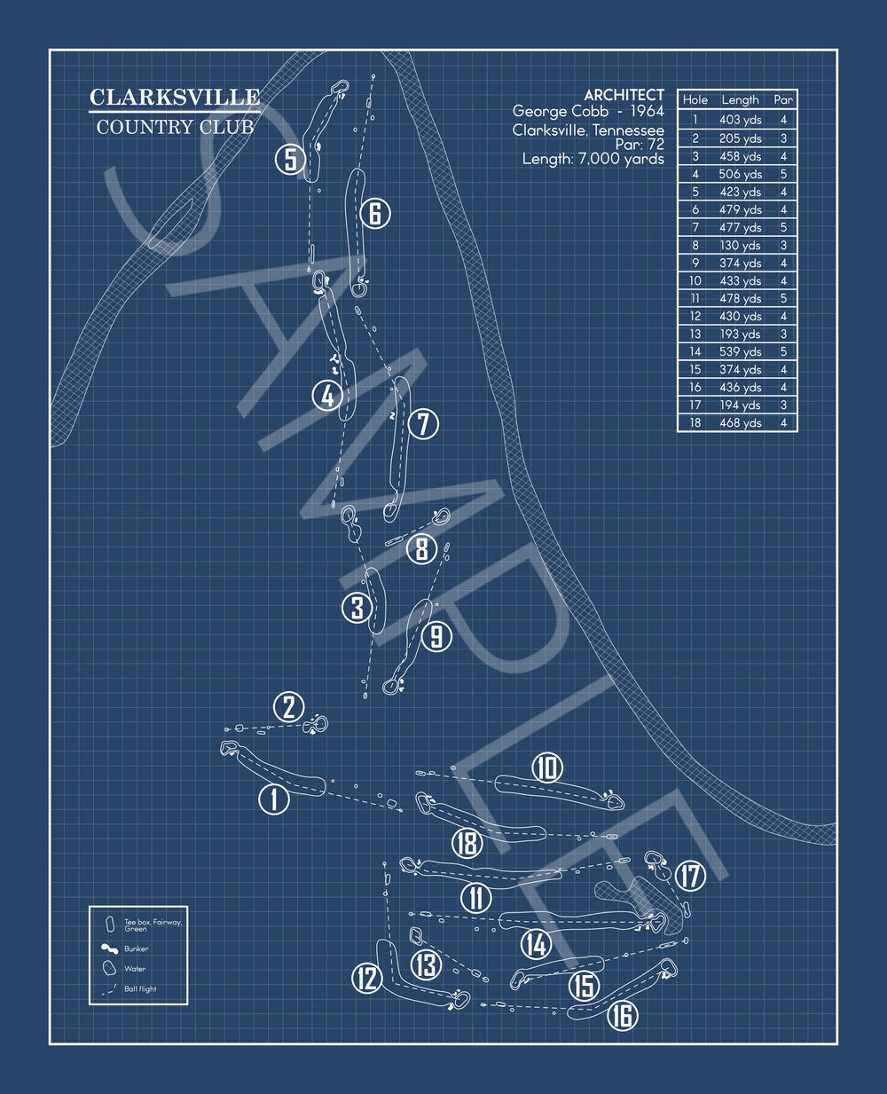 Clarksville Country Club Blueprint (Print)