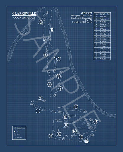 Clarksville Country Club Blueprint (Print)