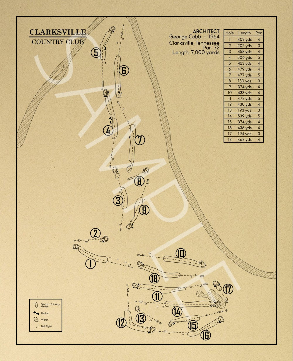 Clarksville Country Club Outline (Print)
